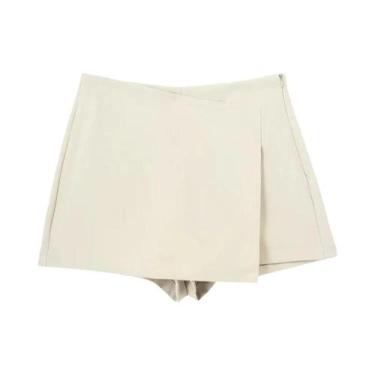 Imagem de Skort Assimétrico Preto de Cintura Alta - Saia Mini Casual para Verão 