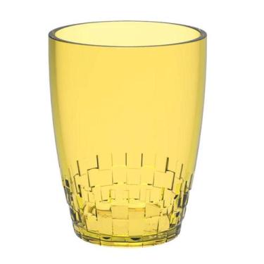 Imagem de Copo Crippa 300ml Plástico Trama Amarelo Água Suco Refrigerante Escola