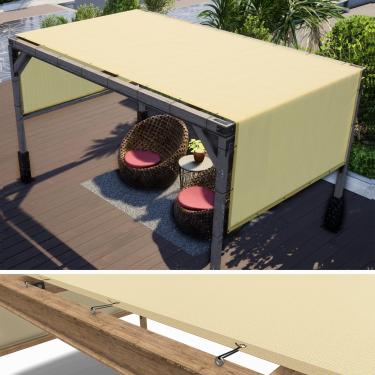 Imagem de ColourTree Capa de substituição de toldo de pérgola bege de 1,8 m x 3,5 m UPF50, tecido de grau comercial 260 GSM para pátio externo, jardim, deck, quintal (fazemos tamanho personalizado)