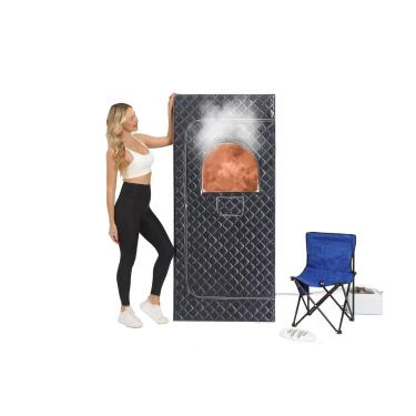 Imagem de Caixa de sauna, sauna portátil dobrável para casa ao ar livre, tecido quente resistente ao frio 600D vapor portátil 2,6L, vaporizador de 1000 W, controle remoto, cadeira, para aquecer também, manter a
