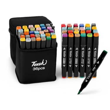 Imagem de Canetas Colorir Ponta Dupla 3 Unidades - Ideal Para Colorir, Desenho, Uso Profissional Ou Escolar, Com Estojo Para Todas As Idades