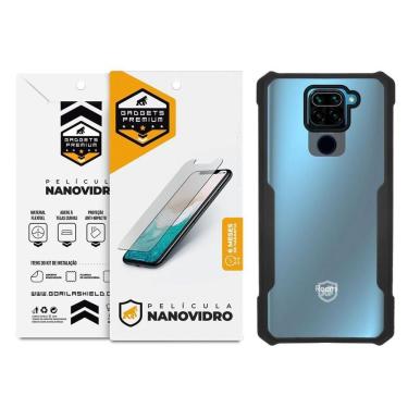 Imagem de Kit Capa Case Capinha Dual Shock X E Pelicula Nano Vidro Para Xiaomi Redmi Note 9 - Gshield