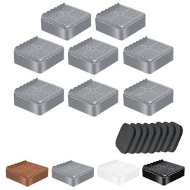 Imagem de Elevadores de móveis para cama resistentes de 2,5 cm, 5 cm, 7,6 cm, 10 cm, em forma de L, ajustável, elevador de cama, para pernas de mesa, sofá, poltrona, geladeira, máquina de lavar (2,5 cm, cinza