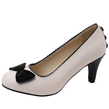 Imagem de T.u.k.. Sapato feminino Peep Toe com fita de tecido D'orsay, Creme, 34