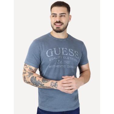 Imagem de Camiseta Guess Masculina Quality Clothing Stoned Azul Escuro-Masculino