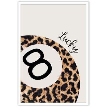 Imagem de Vintage Lucky 8 Pôsteres de bola de bilhar na moda impressão de leopardo arte de parede estética funky Y2k quarto infantil decoração de parede fotos para meninas quarto apartamento dormitório 40 x 61