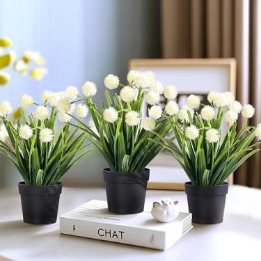 Imagem de Yarmare Pacote com 3 plantas pequenas falsas em vaso de flores artificiais para decoração de casa, planta de flores falsas, mini planta falsa para quarto, sala de estar, escritório, prateleira