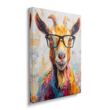 Imagem de Arte de parede em tela de cabra de graffiti imagens coloridas de cabras Banksy imagens pop art impressão de cabra arte abstrata moderna animal para banheiro sala de estar quarto escritório decoração