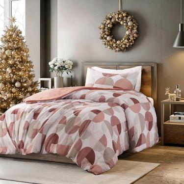 Imagem de Regency Heights Conjunto de edredom de solteiro elegante estampado em três tons, 2 peças, microfibra ultramacia, edredom quente e aconchegante para todas as estações, blush terracota