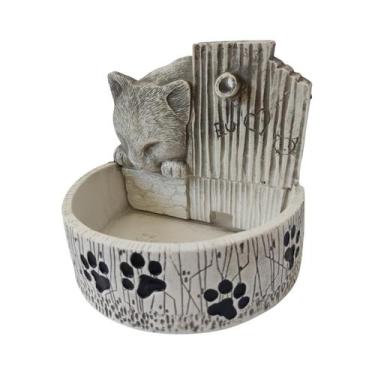 Imagem de Fonte Água Gatos Cascata Resina Decoração 110v/220v - Ô Bichim, Cinza
