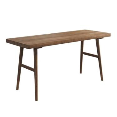 Imagem de Mesa de trabalho Mesa de madeira simples para escritório doméstico, mesa trabalho moderna e resistente para laptop, cor nogueira(L)