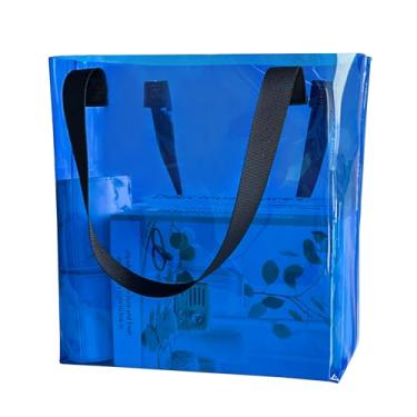 Imagem de TotePrint Bolsa de praia impermeável transparente 12,5 x 30 x 11 cm à prova de areia com alças, PVC resistente para piscina e viagens, B090-d2106-5-cabo trançado, Large, Bolsa de praia