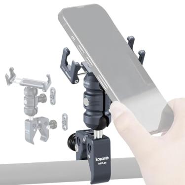Imagem de KAPARNER Suporte de telefone antifurto para motocicleta, braço de soquete duplo de alumínio e braçadeira de haste forte para montagem na base do guidão, adequado para trilhos com diâmetro de 1,2 a 5