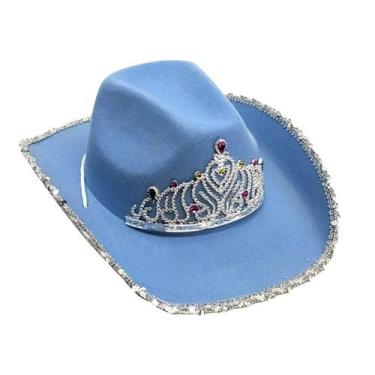 Imagem de Chapéu de caubói azul com tiara colorida e acabamento prateado - yiwei