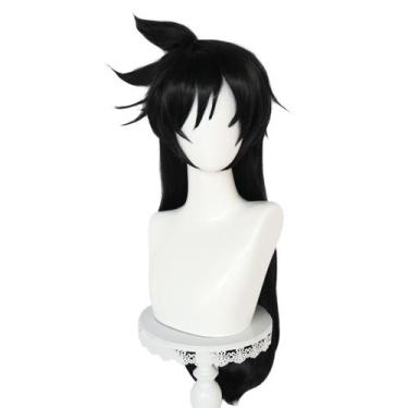 Imagem de Peruca de cosplay de anime preta, cabelo longo e liso com franja - yiw