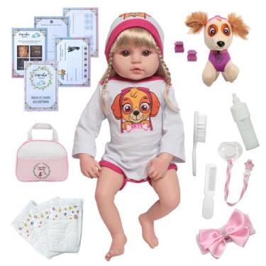 Imagem de Boneca Reborn Realista Loira Corpo Silicone Patrulha Canina - Cegonha 