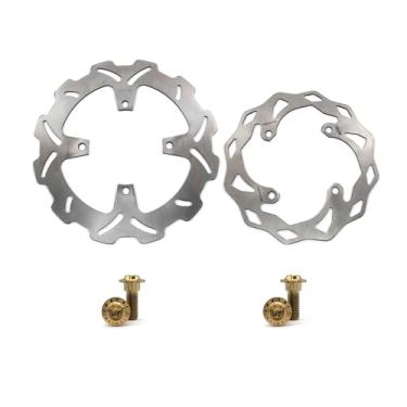 Imagem de Arashi Discos de freio dianteiros traseiros rotores com parafusos de montagem para Kawasaki KX125 KX250 2003-2005, KX250F 2004-2005, peças de acessórios de reposição de motocicleta