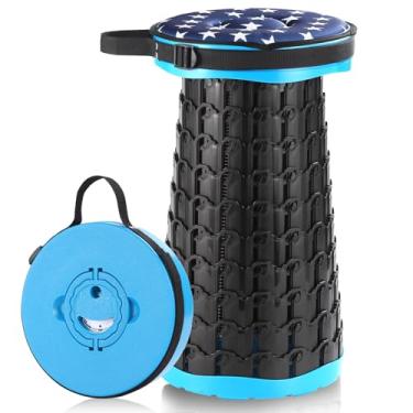 Imagem de KOKSRY Banqueta dobrável atualizada de 45 cm com almofada, capacidade de 362 kg, resistente, porém leve, banco dobrável portátil mais alto para adultos para acampamento, pesca, caminhadas, viagens