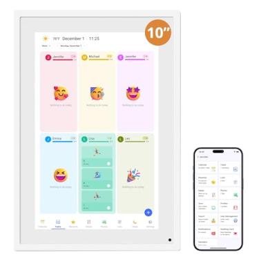 Imagem de Dragon Touch Tabela de tarefas do calendário digital de 25,7 cm – tela sensível ao toque interativa, planejador familiar inteligente, exibição de lareira, calendário digital sem costura, branco