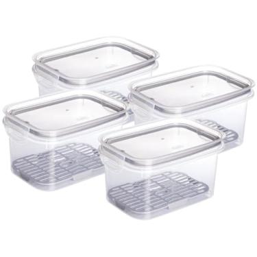 Imagem de " Kit 4 Porta Frios Com Escorredor Plastil 1200 ml Pote Hermético Com 2 Travas De Segurança Para Pote de Alimentos Para Frios Petiscos Com Anel de Vedação Material BPAFree Pote Hermético 1,2 Litro "