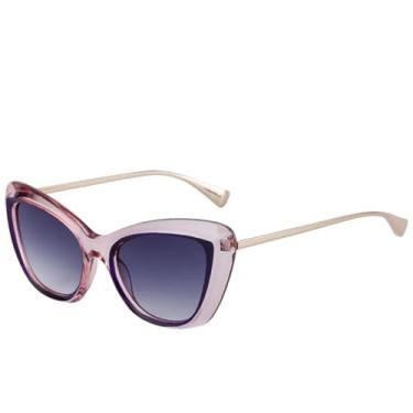 Imagem de JRLLFD Óculos de sol de metal feminino luxuoso masculino para atividades ao ar livre feminino UV400 (rosa degradê cinza)