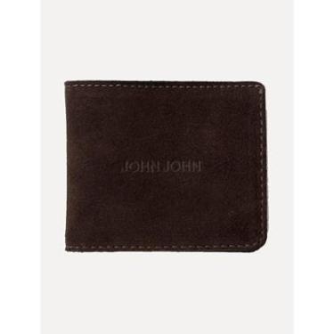 Imagem de Carteira John John Masculina Couro JJ Suede Marrom Escuro-Masculino