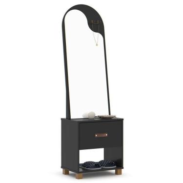 Imagem de Toucador Com Espelho 1 Gaveta Nicho E 2 Ganchos Oranix Preto