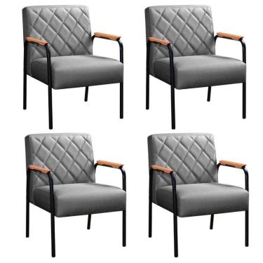 Imagem de Kit 4 Cadeiras Ludmilla Modernas Decorativa Confortáveis - Linho Cinza 320