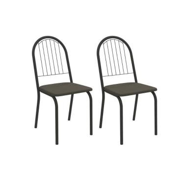 Imagem de Cadeira Sala De Jantar Noruega 2c077prf Aço Kit 2 Un Preto/suede Escuro - Kappesberg
