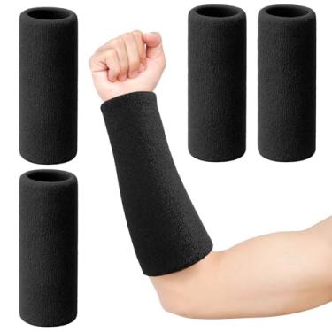 Imagem de 4 peças, pulseiras extralongas de 24 cm, faixas de suor, braço, futebol, tênis, vôlei, basquete, massa, elástico, pulso, para homens, mulheres, ginástica, treino, corrida, atividades ao ar livre