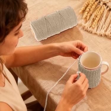 Imagem de Fio de algodão, corda artesanal macia para macramé, projetos de bricolage e muito mais, perfeita para pendurar na parede e decoração de casa