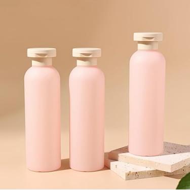 Imagem de 3 garrafas recarregáveis de 200 ml com tampa flip, cor transparente, recipientes de viagem de plástico à prova de vazamento para xampu, condicionador, cremes, loção verde, rosa, garrafa de viagem
