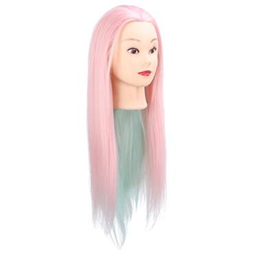 Imagem de Yinhing Manequim para Prática de Corte e Modelagem de Tranças de Cabelo Com Cabelo Em Vermelho Claro Vibrante, Ideal para Cabeleireiros Profissionais e Estudantes de Beleza (vermelho claro duas cores)