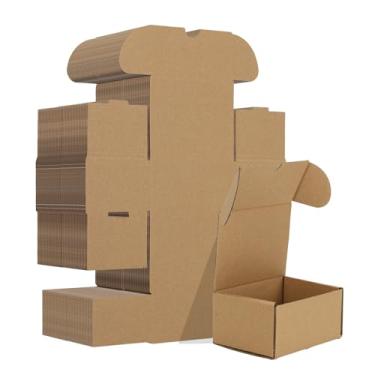 Imagem de HORLIMER Conjunto de 50 caixas de envio 4 x 3 x 2, caixa de correio de papelão ondulado marrom para embalar pequenas empresas