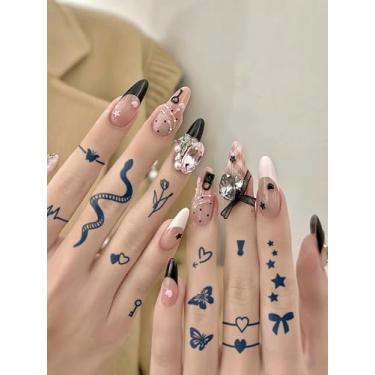 Imagem de 6 peças tatuagem de suco de ervas semipermanente tatuagem mágica adesivo simples amor borboleta estrela dura 7-14 dias sem derramamento sem reflexivo dedo ombro pescoço flor braço pulso corpo tatuagem