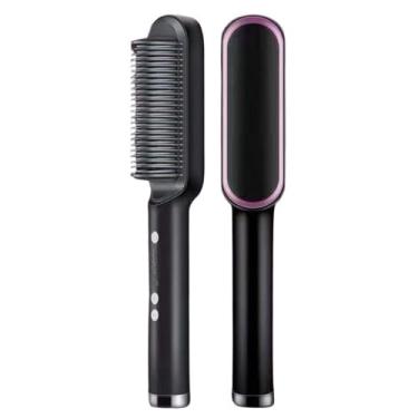 Imagem de Escovas de Cabelo Escova Elétrica Alisadora De Cabelo Chapinha Temperatura Ajustável(Preto)