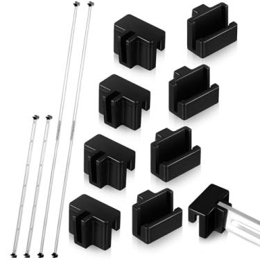 Imagem de Humyoun Conjunto de 12 trilhos de armário de arquivo ajustáveis de metal inclui 8 clipes de trilho de arquivo suspensos, 4 barras divisórias de armário adequadas para armários com espessura de gaveta