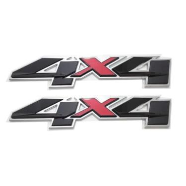 Imagem de Conjunto de pares de para-lama direito e esquerdo emblema traseiro 4x4 emblema 3D placa de identificação decalque de substituição para Sierra Canyon Colorado 2007-2023 1500 2500 HD 3500 HD (cromado