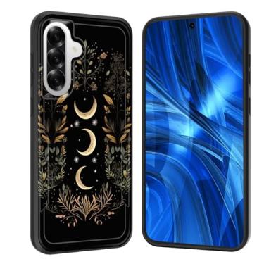 Imagem de JHYYTUJTYP Capa para Galaxy A56 5G, [Teste de queda de grau militar] Capa protetora resistente à prova de choque resistente para Samsung Galaxy A56 5G 6,7 polegadas 2025, lua estrela flores