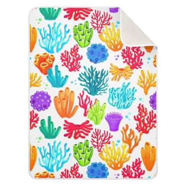 Imagem de Wassud Cobertor de bebê colorido de recifes de coral para meninos e meninas, cobertor de bebê para recém-nascido, essencial para recém-nascidos, cobertores macios 76 x 101 cm