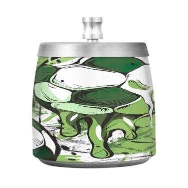 Imagem de STAYTOP Cinzeiro de futebol colorido com tampa, cinzeiro de aço inoxidável à prova de vento, sem fumaça, grande cinzeiro de cigarro ao ar livre para decoração de escritório em casa