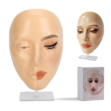Imagem de CHADWICK Quadro facial de maquiagem 5D, rosto de manequim de maquiagem de silicone, reutilizável para iniciantes e maquiagem facial para maquiadores, presente de meninas ou profissionais (branco)