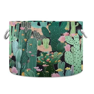 Imagem de WELLDAY Cesta de corda de algodão cactos cesta de lavanderia de bebê para sala de estar, lavanderia, berçário, travesseiros, decoração de casa