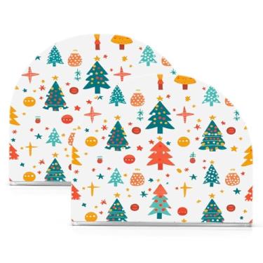 Imagem de Wassud Porta-guardanapos de acrílico para árvores coloridas de Natal, dispensador de guardanapos de papel moderno em forma de U para mesa, cozinha, sala de jantar, bancada 2 peças (comporta 50-60
