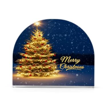 Imagem de Qilmy Suporte de guardanapo acrílico dourado brilhante para árvore de Natal, porta-guardanapos para mesas cozinha restaurante decoração de casa, suporte decorativo moderno para guardanapos de coquetel