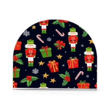 Imagem de Qilmy Porta-guardanapos de acrílico para quebra-nozes de Natal, porta-guardanapos para mesas cozinha restaurante decoração de casa, suporte decorativo moderno para guardanapos de coquetel de papel de