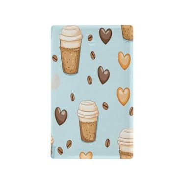 Imagem de Wassud Placa de cobertura de interruptor de luz com desenho animado de café decorativa para tomada de parede para tomadas elétricas em branco 11 x 6 cm