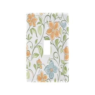 Imagem de Wassud Capa de interruptor de luz, placa de parede decorativa para tomadas elétricas, flores coloridas pastel, interruptor único, 11 x 6 cm