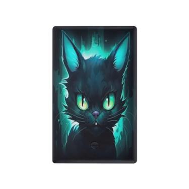 Imagem de Wassud Placa de cobertura para interruptor de luz, 1 capa de tomada em branco, placa de parede gato com olhos azuis, decoração de casa, sala de estar, quarto, decoração
