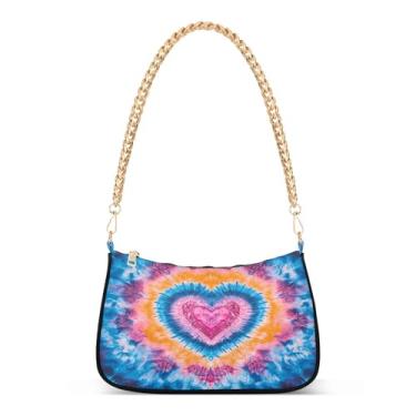 Imagem de CEBUGI Bolsas transversais femininas bolsa de ombro com padrão tie-dye bolsa clutch elegante com alça de corrente